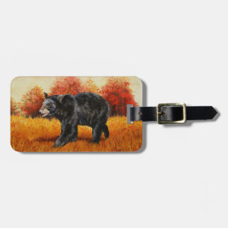 Black Bear in Autumn Forest Luggage Tag