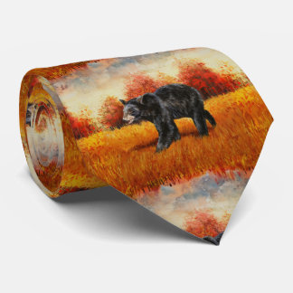Black Bear in Autumn Forest Neck Tie