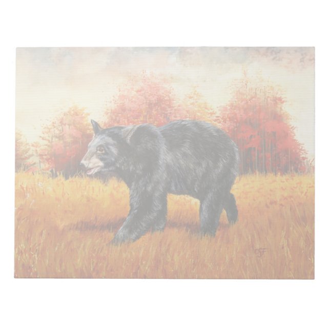 Black Bear in Autumn Forest Notepad (Front)