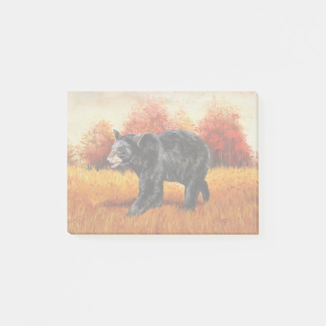 Black Bear in Autumn Forest Post-it Notes (Front)