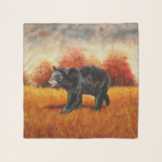 Black Bear in Autumn Forest Scarf