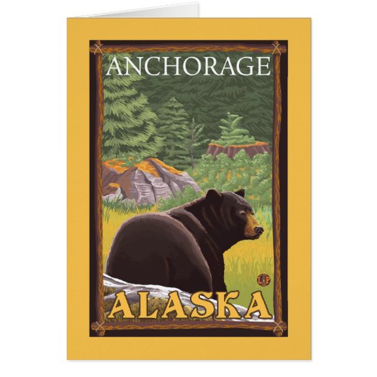 Black Bear in Forest - Anchorage, Alaska Cards (Front)