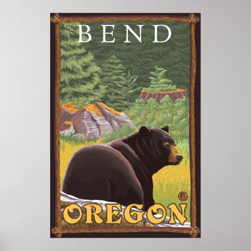 Black Bear in Forest _ Bend Oregon Poster