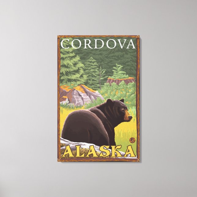 Black Bear in Forest - Cordova, Alaska Canvas Print (Front)