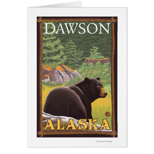 Black Bear in Forest - Dawson, Alaska Cards (Front)