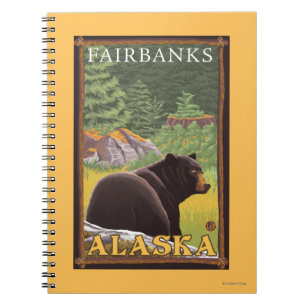 Black Bear in Forest - Fairbanks, Alaska Notebook