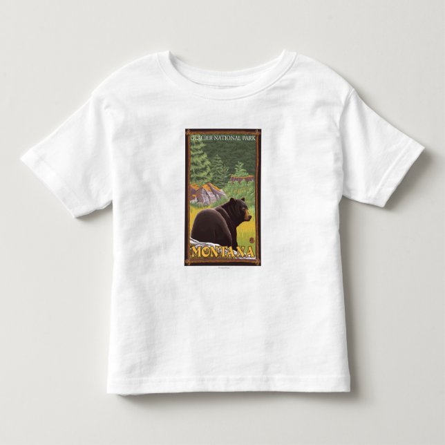 Black Bear in Forest - Glacier National Park, MT Toddler T-shirt (Front)