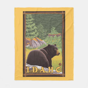 Black Bear in Forest - Idaho Fleece Blanket