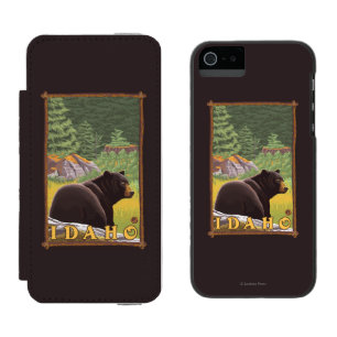 Black Bear in Forest - Idaho Wallet Case For iPhone SE/5/5s