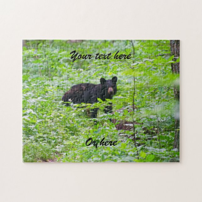 Black Bear in forest Jigsaw Puzzle (Horizontal)