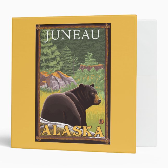 Black Bear in Forest - Juneau, Alaska Binder (Front/Inside)