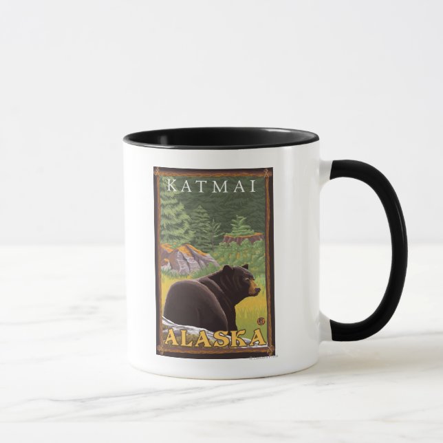 Black Bear in Forest - Katmai, Alaska Mug (Right)