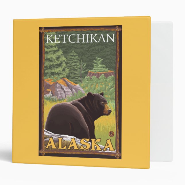 Black Bear in Forest - Ketchikan, Alaska Binder (Front/Inside)