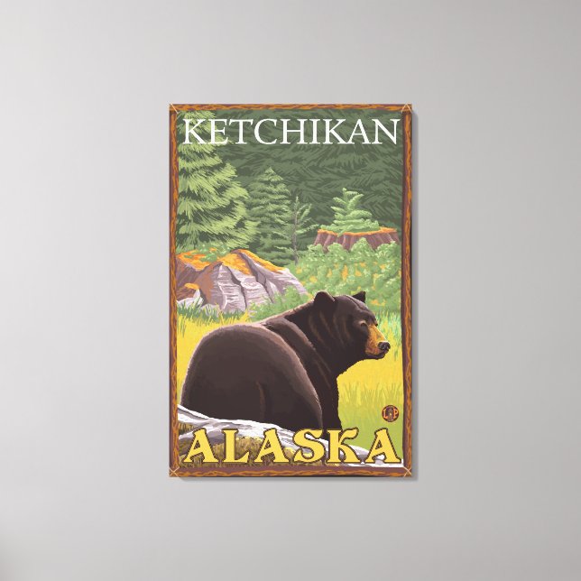 Black Bear in Forest - Ketchikan, Alaska Canvas Print (Front)