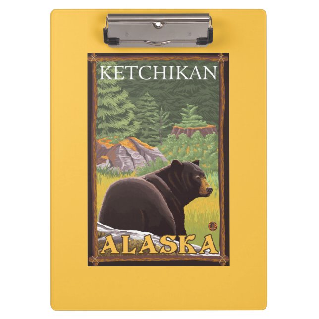Black Bear in Forest - Ketchikan, Alaska Clipboard (Front)