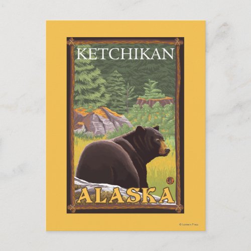 Black Bear in Forest _ Ketchikan Alaska Postcard