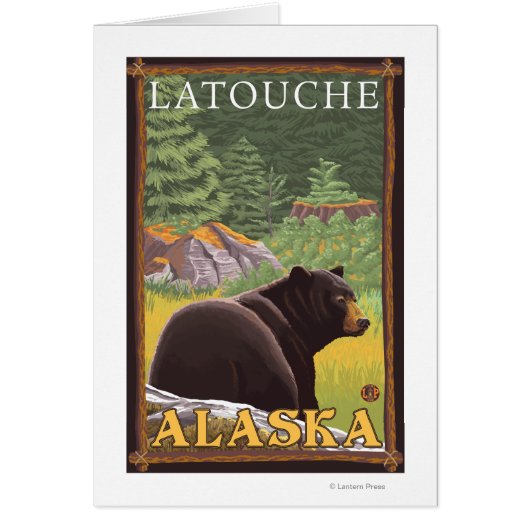 Black Bear in Forest - Latouche, Alaska Cards (Front)