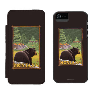 Black Bear in Forest - Montana iPhone SE/5/5s Wallet Case
