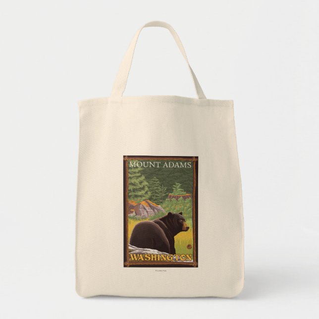 Black Bear in Forest - Mount Adams, Washington Tote Bag (Front)