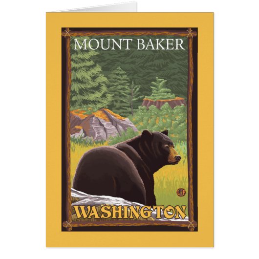 Black Bear in Forest - Mount Baker, Washington Cards (Front)