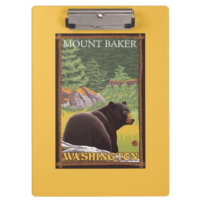 Black Bear in Forest - Mount Baker, Washington Clipboard (Front)