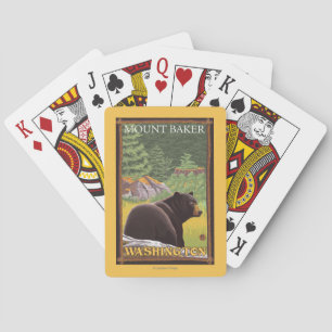 Black Bear in Forest - Mount Baker, Washington Poker Cards