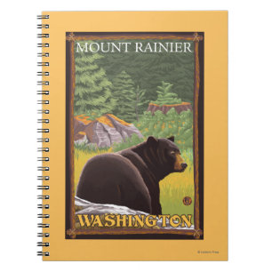 Black Bear in Forest - Mount Rainier, Washington Notebook