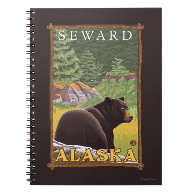 Black Bear in Forest - Seward, Alaska Notebook (Front)