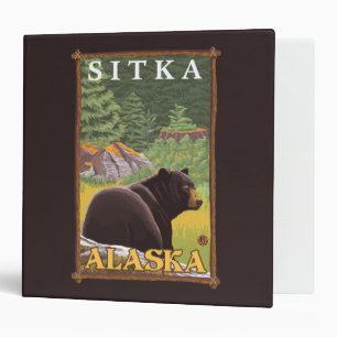 Black Bear in Forest - Sitka, Alaska 3 Ring Binder