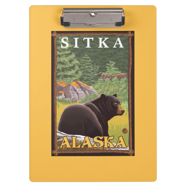 Black Bear in Forest - Sitka, Alaska Clipboard (Front)