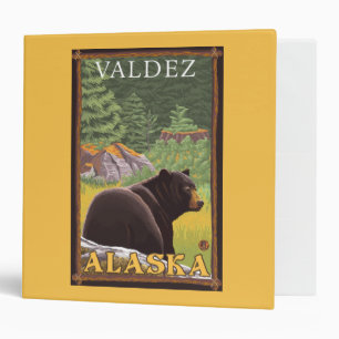 Black Bear in Forest - Valdez, Alaska 3 Ring Binder
