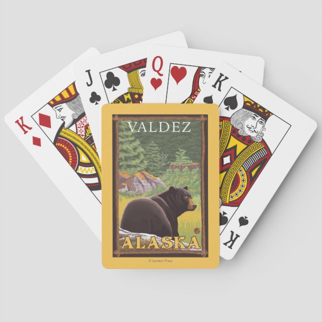 Black Bear in Forest - Valdez, Alaska Poker Cards (Back)