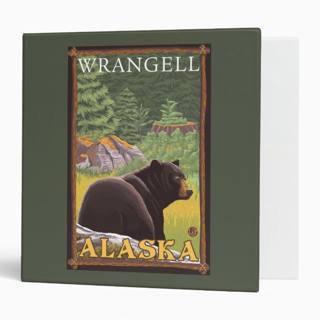 Black Bear in Forest - Wrangell, Alaska Binder (Front/Inside)