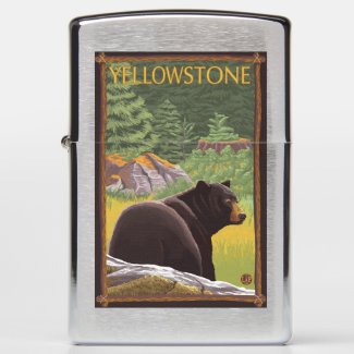 Black Bear in Forest - Yellowstone National Park Zippo Lighter