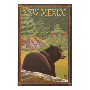 Black Bear in ForestNew Mexico Wood Wall Decor