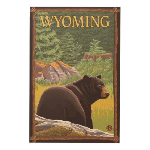 Black Bear in ForestWyoming Wood Wall Decor