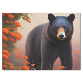 Black Bear in Orange flowers 