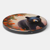 Black Bear in Orange flowers Wireless Charger (Front 2)