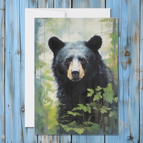 Black Bear in the Forest Portrait Holiday Card