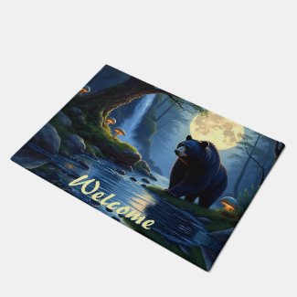 Black Bear in the woods at waters edge