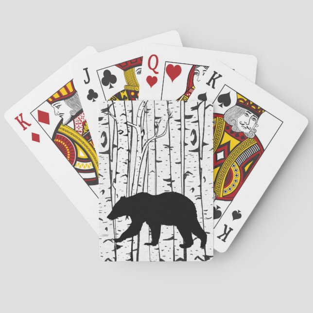 Black Bear in White Birch Trees Playing Cards (Back)