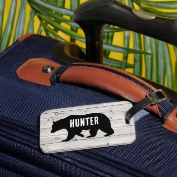 Black Bear Lodge Hunter Rustic Custom  Luggage Tag by allpetscherished at Zazzle