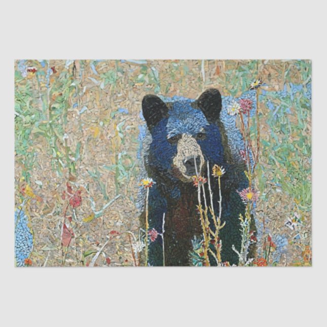Black Bear Mosaic Pattern Print Decoupage Tissue Paper (Front)