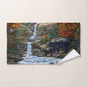 Black Bear Family Hand Towel