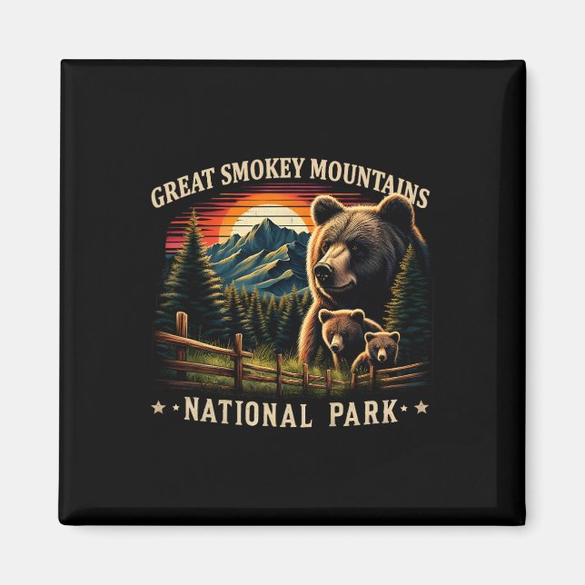 Black Bear Mother Great Smokey Mountains National  Magnet (Front)
