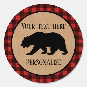 Black Bear On A Red And Black Plaid Personalized Sign