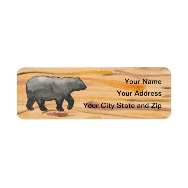 Black Bear on Wood Mailing Label (Front)