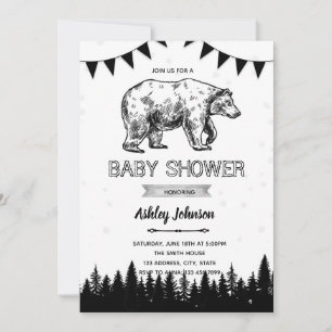 Black bear party invitation