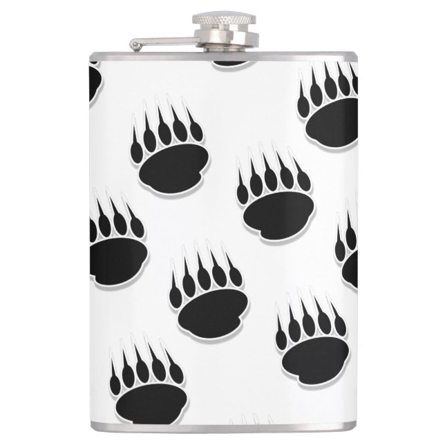 Black Bear Paw Pattern  Flask (Front)