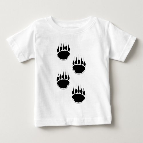 Black Bear Paw Prints Baby T_Shirt